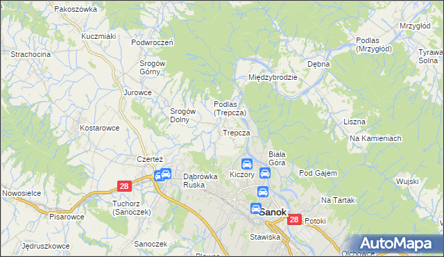 mapa Trepcza, Trepcza na mapie Targeo