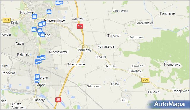 mapa Trzaski gmina Inowrocław, Trzaski gmina Inowrocław na mapie Targeo