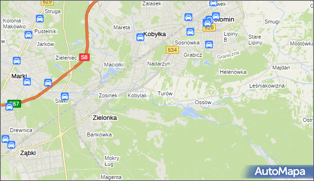 mapa Turów gmina Wołomin, Turów gmina Wołomin na mapie Targeo