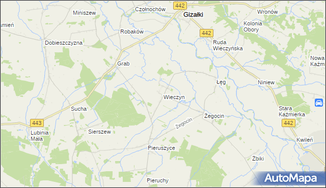 mapa Wieczyn, Wieczyn na mapie Targeo