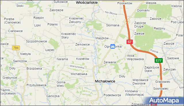 mapa Wilczkowice gmina Michałowice, Wilczkowice gmina Michałowice na mapie Targeo