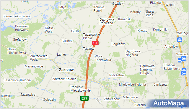 mapa Wola Taczowska, Wola Taczowska na mapie Targeo