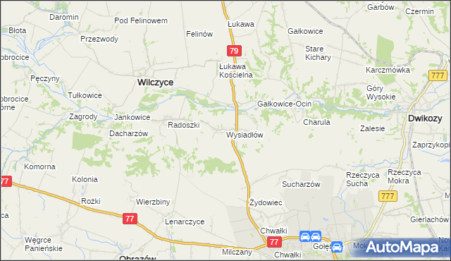 mapa Wysiadłów, Wysiadłów na mapie Targeo