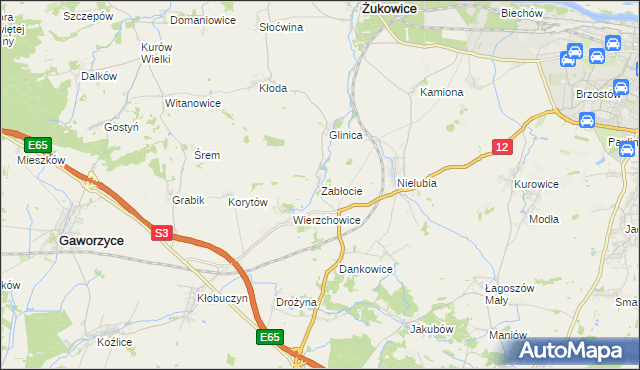 mapa Zabłocie gmina Żukowice, Zabłocie gmina Żukowice na mapie Targeo