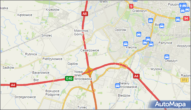 mapa Zabrodzie gmina Kąty Wrocławskie, Zabrodzie gmina Kąty Wrocławskie na mapie Targeo