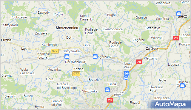 mapa Zagórzany gmina Gorlice, Zagórzany gmina Gorlice na mapie Targeo