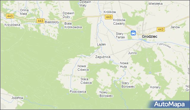 mapa Zaguźnica, Zaguźnica na mapie Targeo