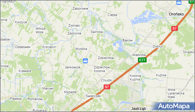 mapa Zdziechów gmina Szydłowiec, Zdziechów gmina Szydłowiec na mapie Targeo