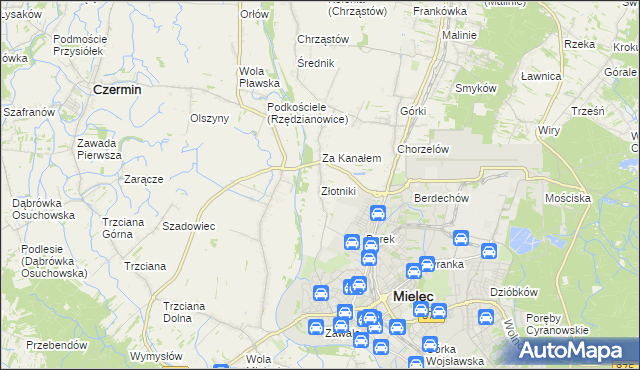 mapa Złotniki gmina Mielec, Złotniki gmina Mielec na mapie Targeo
