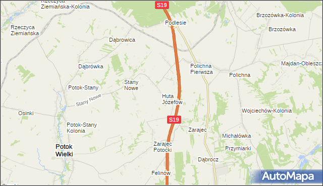 mapa Huta Józefów, Huta Józefów na mapie Targeo