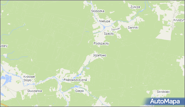 mapa Józefowo gmina Gródek, Józefowo gmina Gródek na mapie Targeo