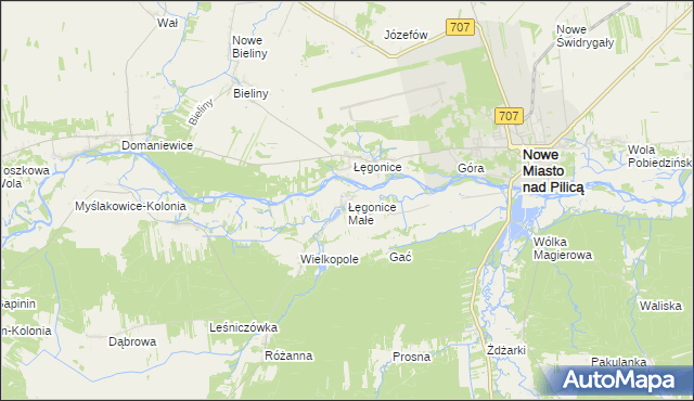 mapa Łęgonice Małe, Łęgonice Małe na mapie Targeo