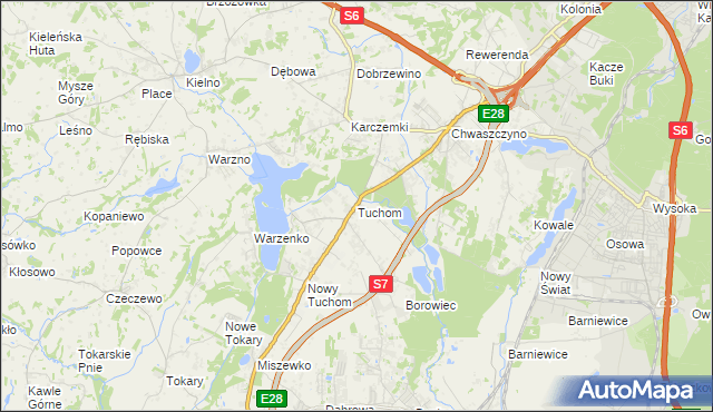 mapa Tuchom, Tuchom na mapie Targeo