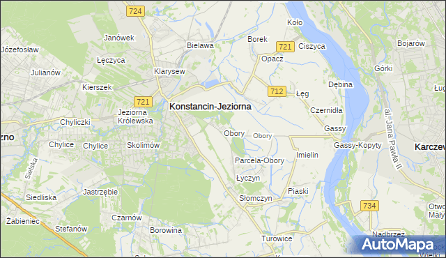 mapa Obory gmina Konstancin-Jeziorna, Obory gmina Konstancin-Jeziorna na mapie Targeo