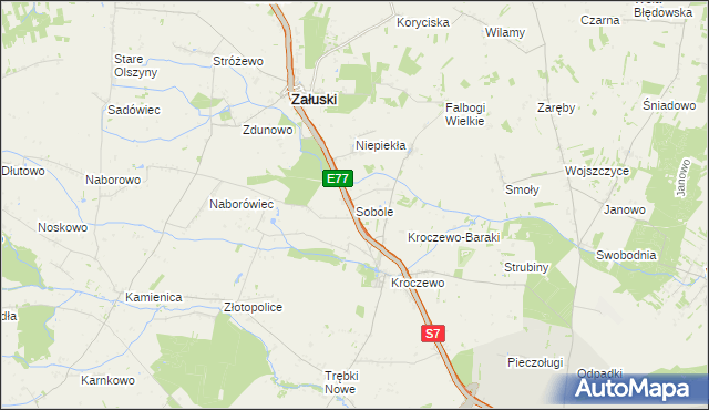 mapa Sobole gmina Załuski, Sobole gmina Załuski na mapie Targeo