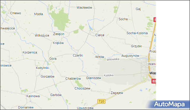 mapa Witów gmina Warta, Witów gmina Warta na mapie Targeo