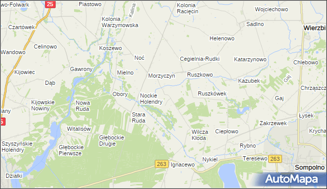 mapa Zaborowo gmina Wierzbinek, Zaborowo gmina Wierzbinek na mapie Targeo