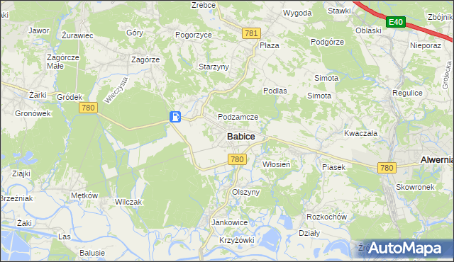 mapa Babice powiat chrzanowski, Babice powiat chrzanowski na mapie Targeo