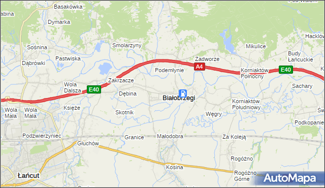mapa Białobrzegi powiat łańcucki, Białobrzegi powiat łańcucki na mapie Targeo
