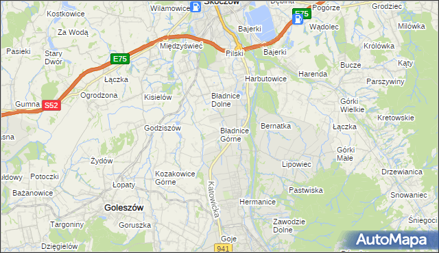 mapa Bładnice Górne, Bładnice Górne na mapie Targeo