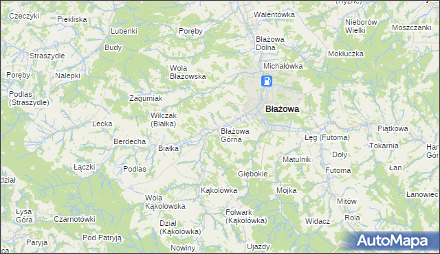 mapa Błażowa Górna, Błażowa Górna na mapie Targeo