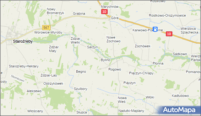 mapa Bylino, Bylino na mapie Targeo