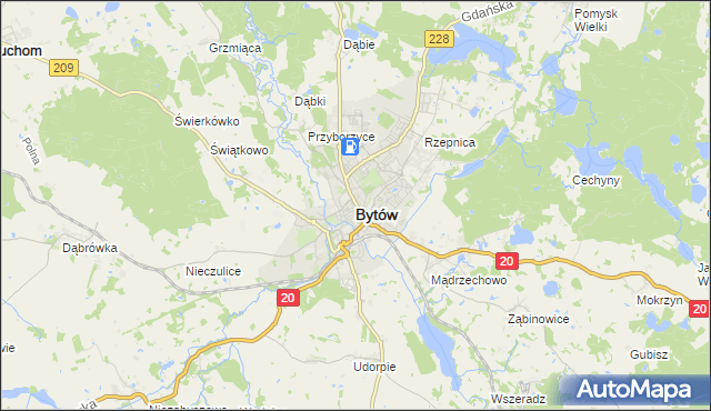 mapa Bytów, Bytów na mapie Targeo