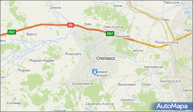 mapa Choroszcz, Choroszcz na mapie Targeo