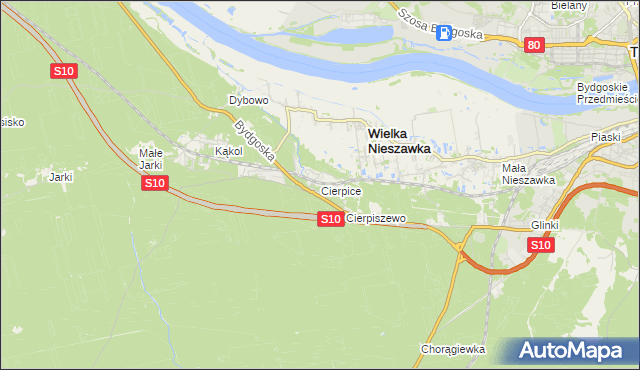 mapa Cierpice gmina Wielka Nieszawka, Cierpice gmina Wielka Nieszawka na mapie Targeo
