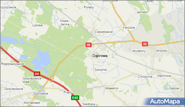 mapa Dąbrowa powiat opolski, Dąbrowa powiat opolski na mapie Targeo