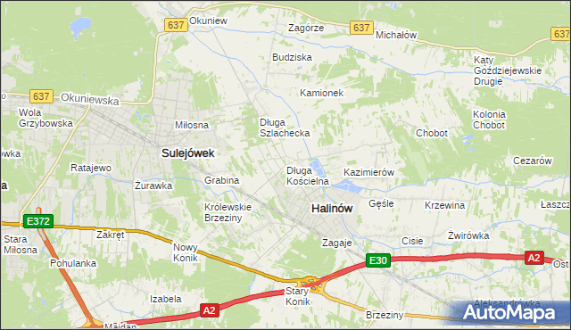 mapa Długa Kościelna, Długa Kościelna na mapie Targeo