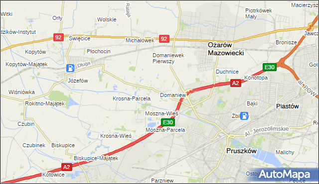 mapa Domaniew gmina Brwinów, Domaniew gmina Brwinów na mapie Targeo
