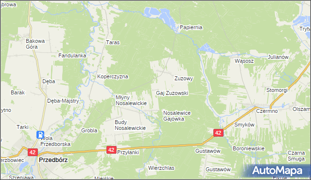 mapa Gaj Zuzowski, Gaj Zuzowski na mapie Targeo