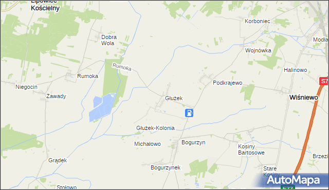 mapa Głużek, Głużek na mapie Targeo