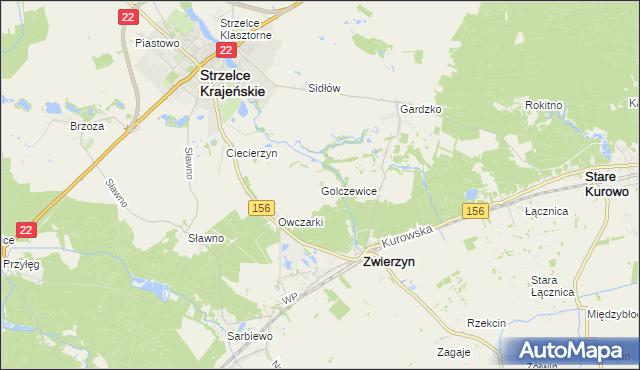 mapa Golczewice, Golczewice na mapie Targeo