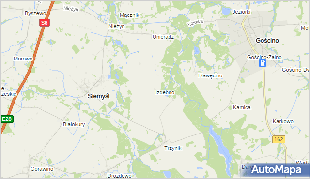 mapa Izdebno gmina Siemyśl, Izdebno gmina Siemyśl na mapie Targeo