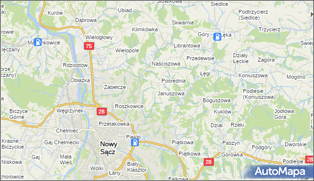 mapa Januszowa, Januszowa na mapie Targeo