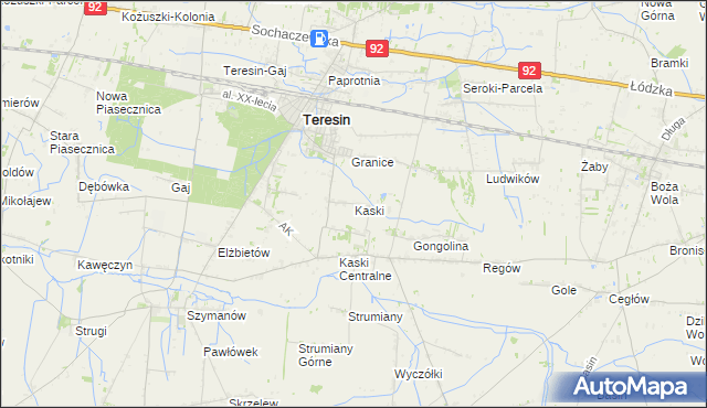 mapa Kaski gmina Baranów, Kaski gmina Baranów na mapie Targeo