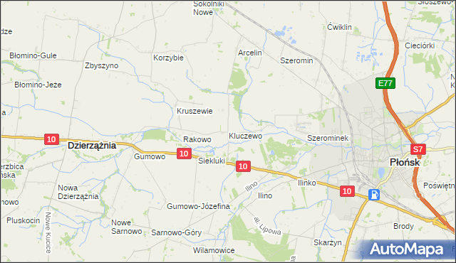 mapa Kluczewo gmina Płońsk, Kluczewo gmina Płońsk na mapie Targeo