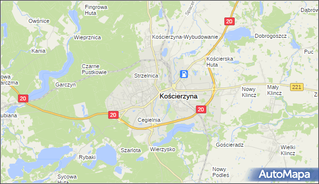 mapa Kościerzyna, Kościerzyna na mapie Targeo