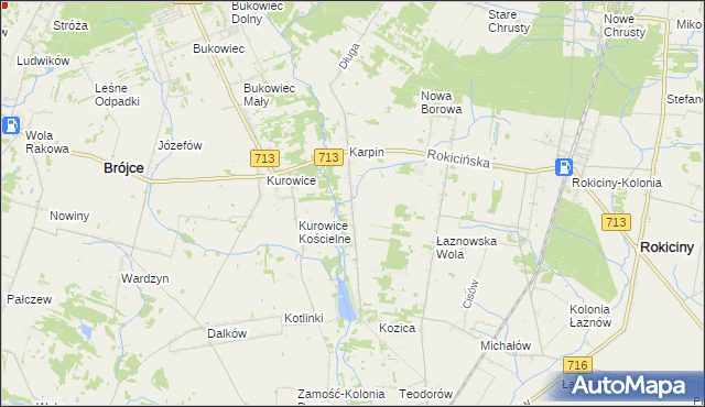 mapa Kotliny gmina Brójce, Kotliny gmina Brójce na mapie Targeo