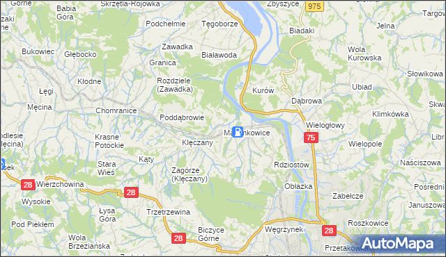 mapa Marcinkowice gmina Chełmiec, Marcinkowice gmina Chełmiec na mapie Targeo