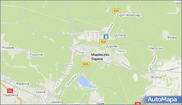 mapa Miasteczko Śląskie, Miasteczko Śląskie na mapie Targeo