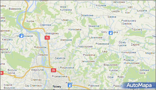 mapa Naściszowa, Naściszowa na mapie Targeo