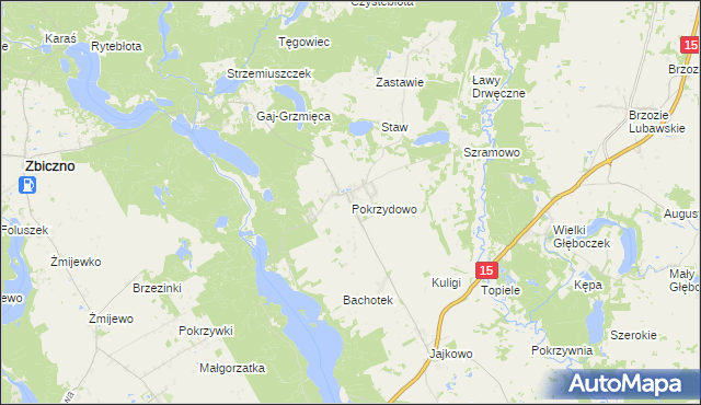 mapa Pokrzydowo, Pokrzydowo na mapie Targeo