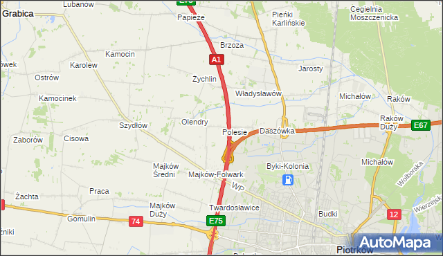 mapa Polesie gmina Grabica, Polesie gmina Grabica na mapie Targeo