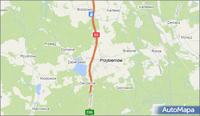 mapa Przybiernów, Przybiernów na mapie Targeo