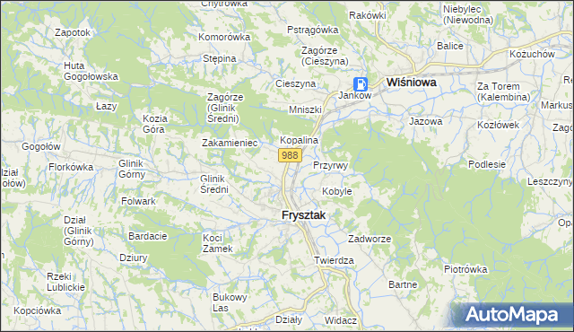 mapa Pułanki gmina Frysztak, Pułanki gmina Frysztak na mapie Targeo