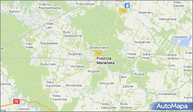 mapa Puszcza Mariańska, Puszcza Mariańska na mapie Targeo