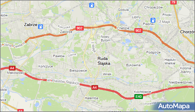 mapa Rudy Śląskiej, Ruda Śląska na mapie Targeo